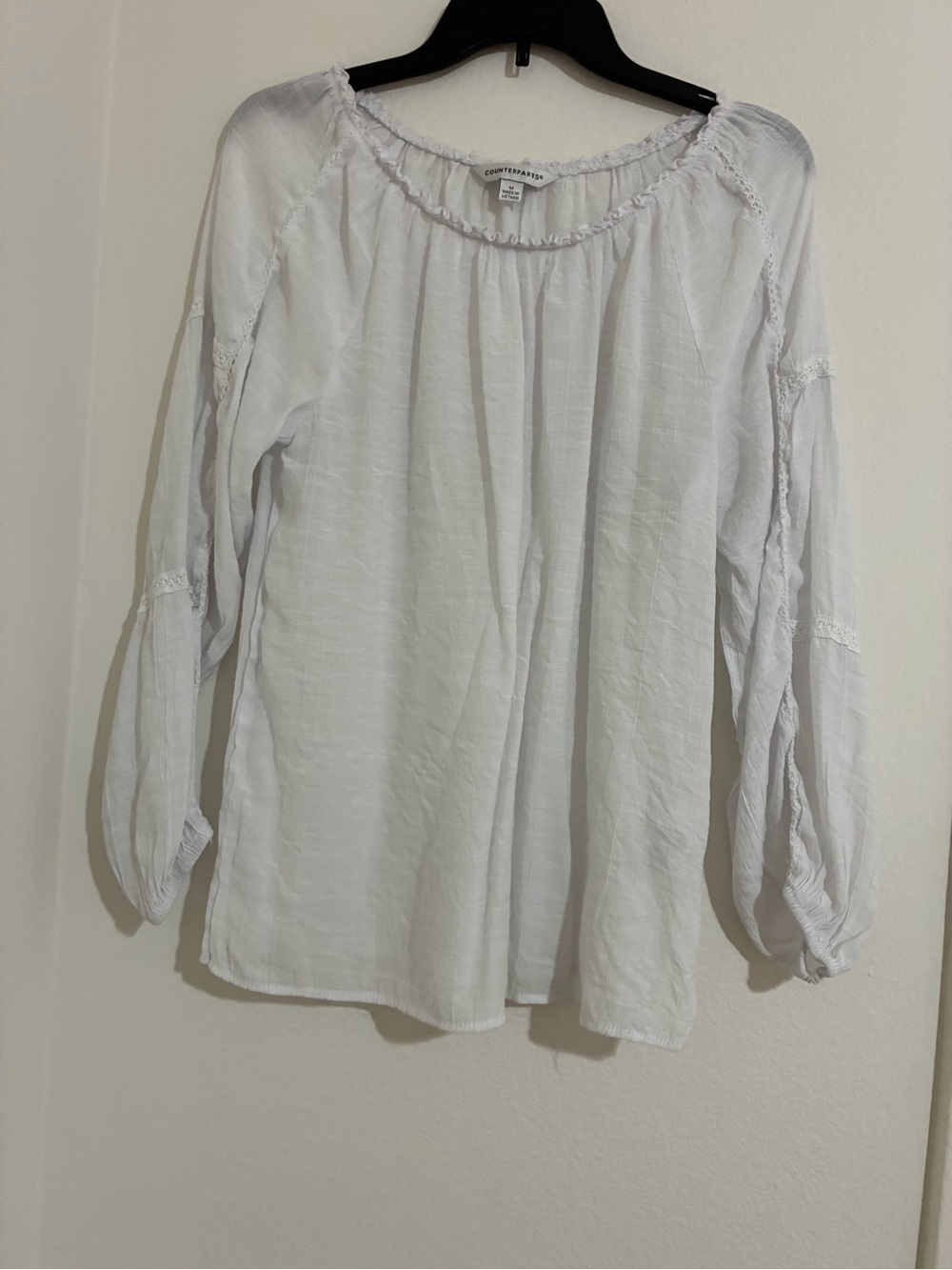 Counterparts White Peasant Blouse - Lightweight Boho Top